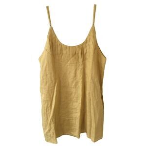 NWT Reset by Jane Large Corn Silk Yellow 100% Flax, Strappy Mini Dress W Pockets